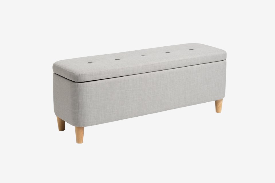A light grey Habitat Aspen ottoman.